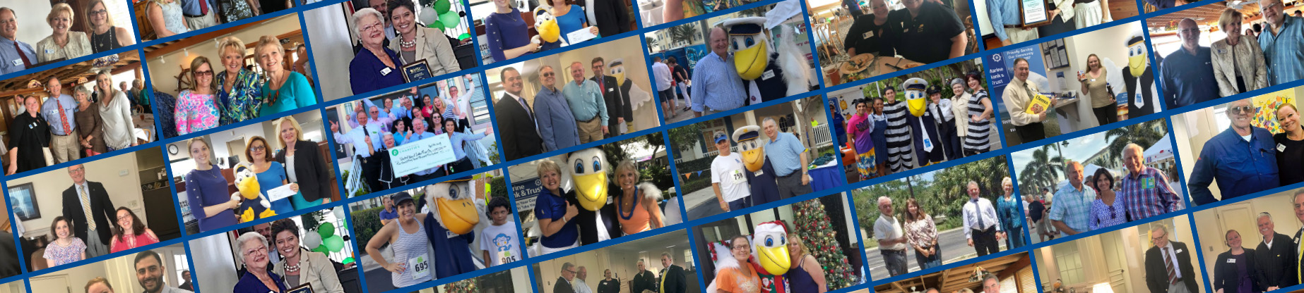 A collage of photos that include images of many Marine Bank & Trust Employees