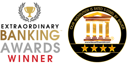Extraordinary Banking Awards Winner and Bauer 4 Star Rating Logo