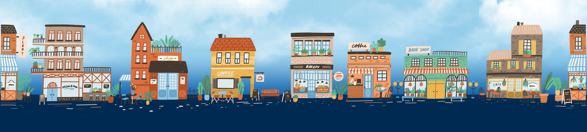 Illustration of a village
